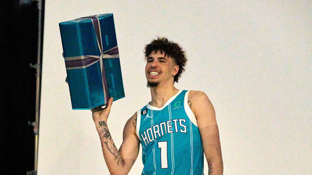 LaMelo Ball during Media Day.